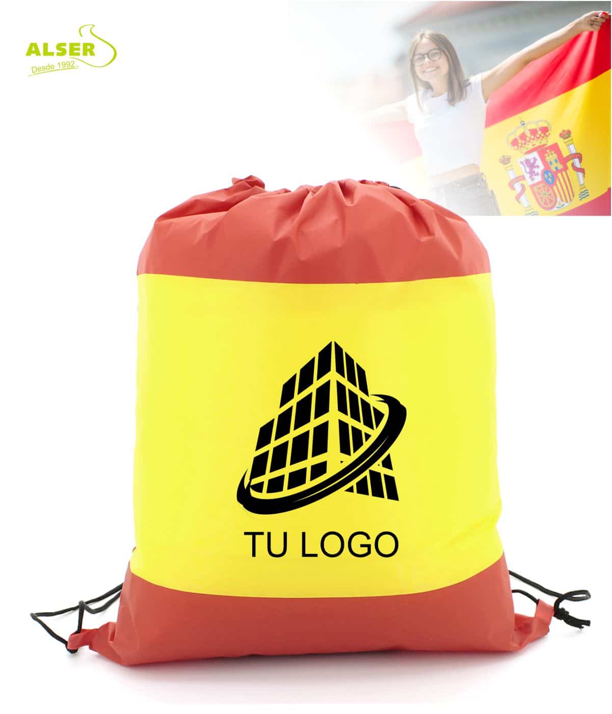 Mochila saco bandera española con logo