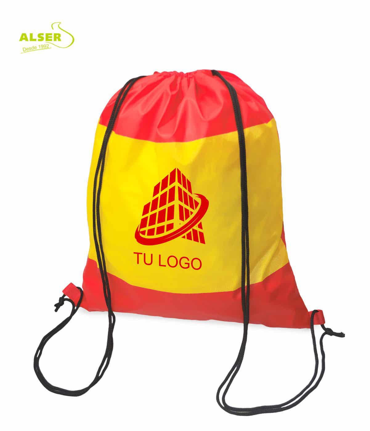 Mochila de cuerdas bandera española personalizada con logotipo