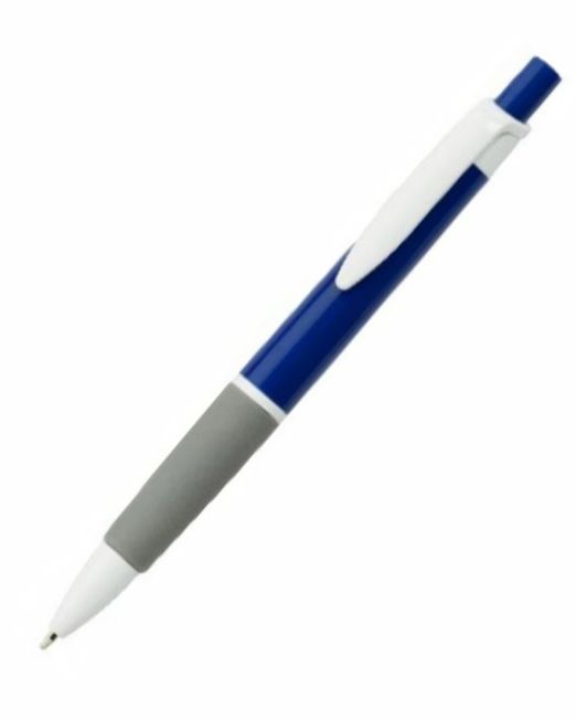 Fabricado en plástico ABS, combinacion de colores con terminales blancos, grip gris para un mejor agarre. Escritura tinta azul.