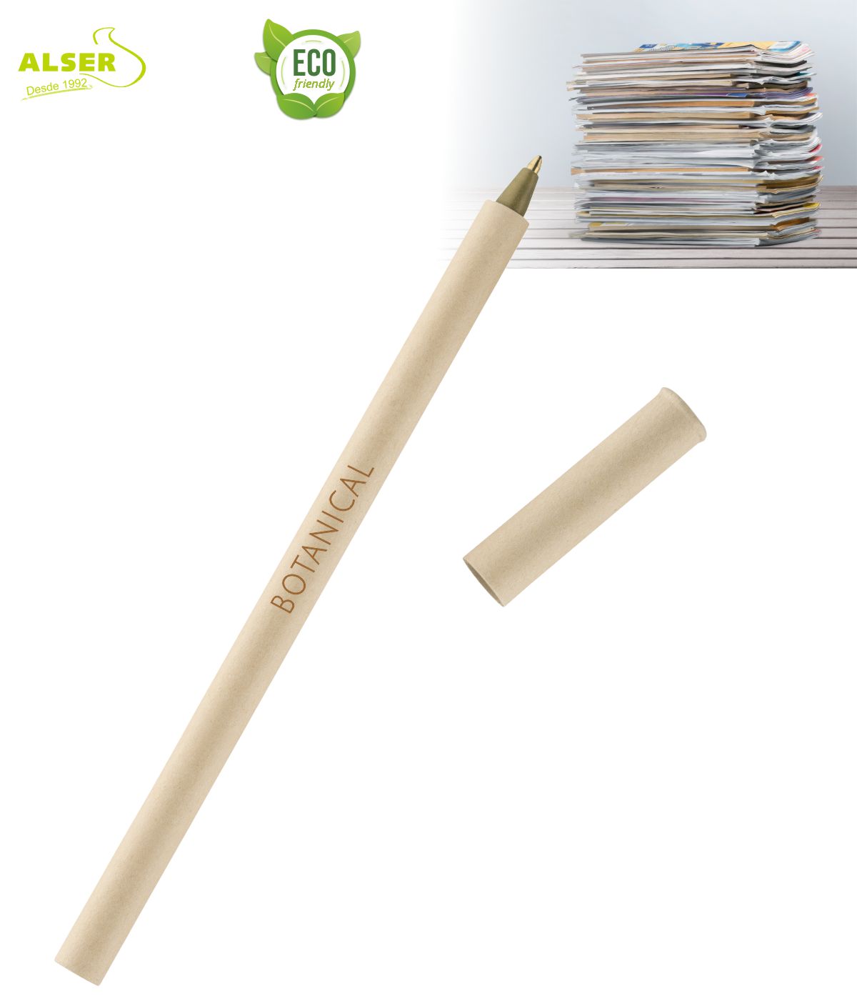 Bolígrafo de papel de periodico reciclado para empresas