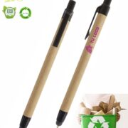 bolígrafo cartón reciclado touch negro personalizado