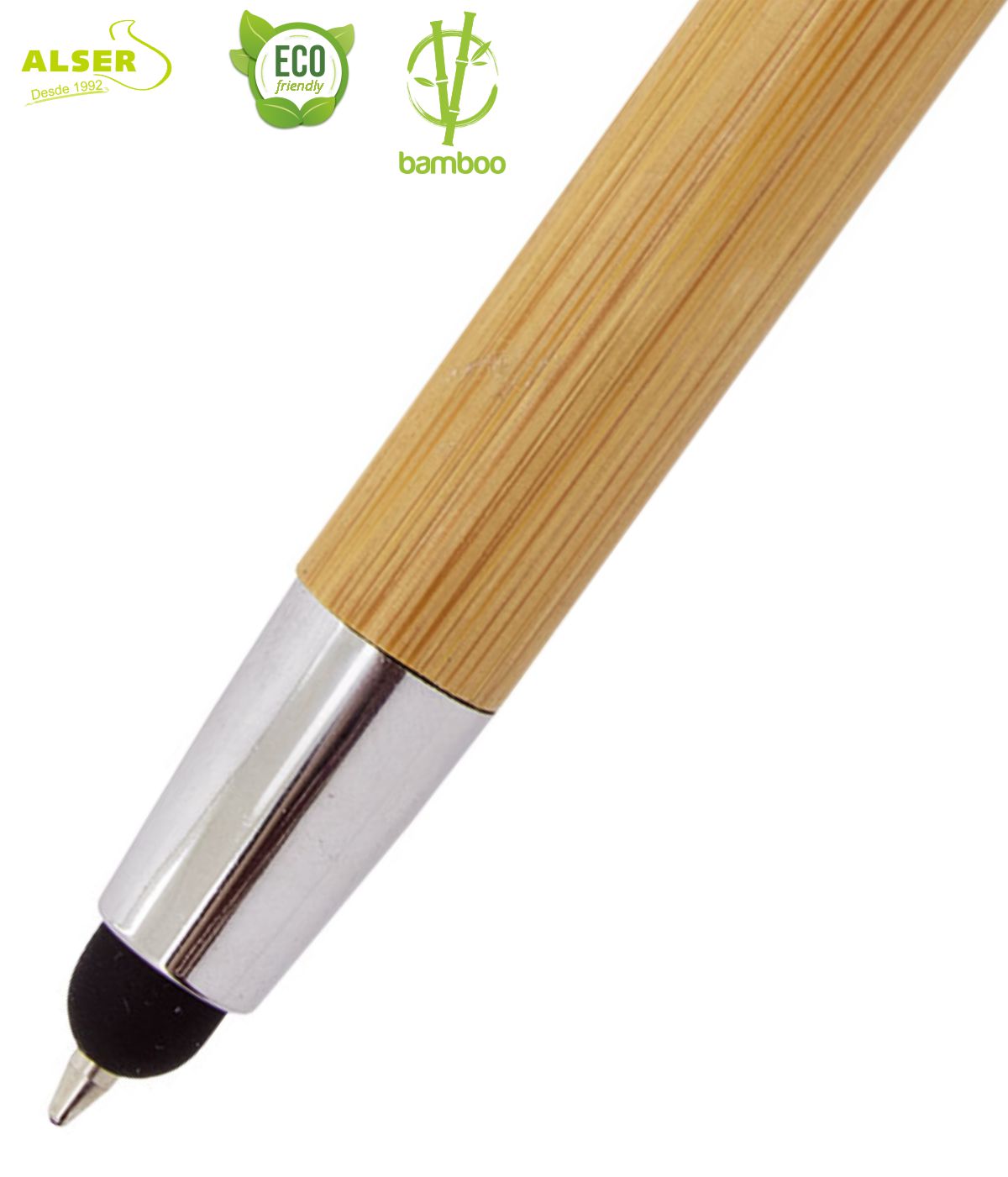 detalle punta touch boligrafo de madera de bambu
