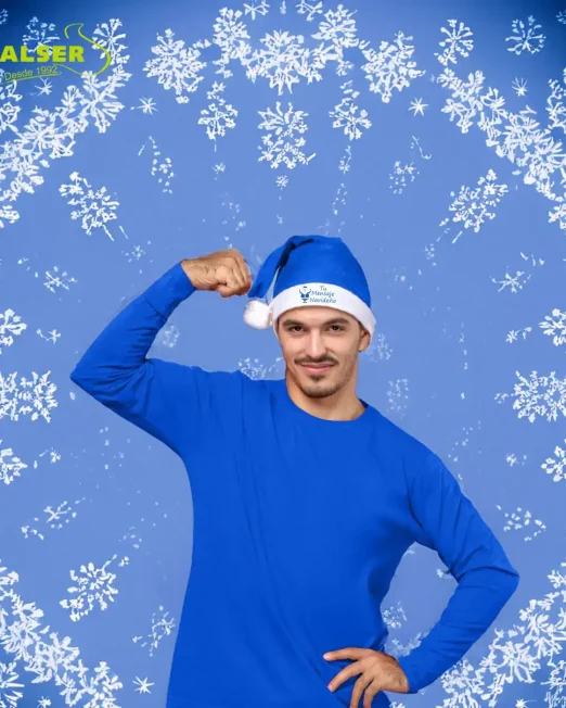 Gorro Papa Noel Azul personalizado