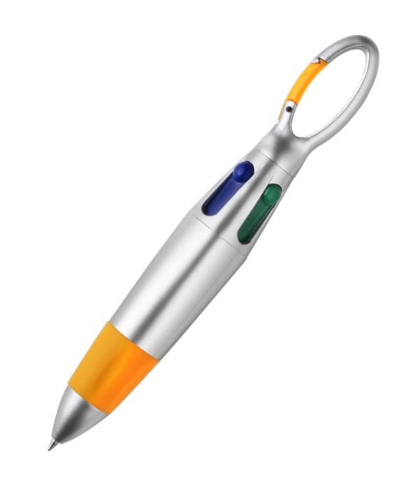 Bolígrafo de 4 colores con mosquetón / Bolis de colores