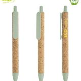 Boligrafo biodegradable de corcho y trigo verde