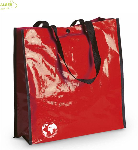Bolsa Biodegradable Personalizada con clain de tu comercio Roja