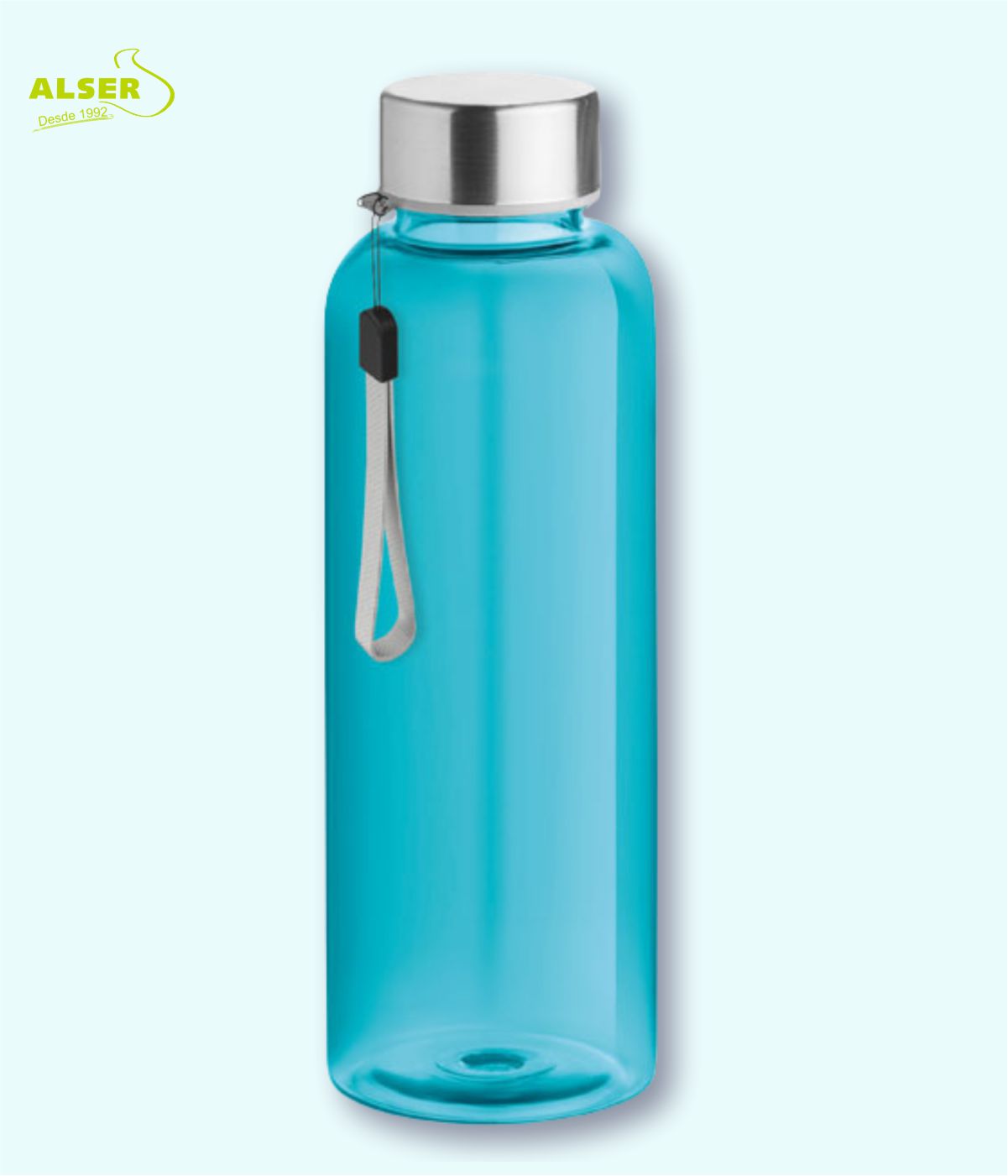 Botella de plastico azul claro
