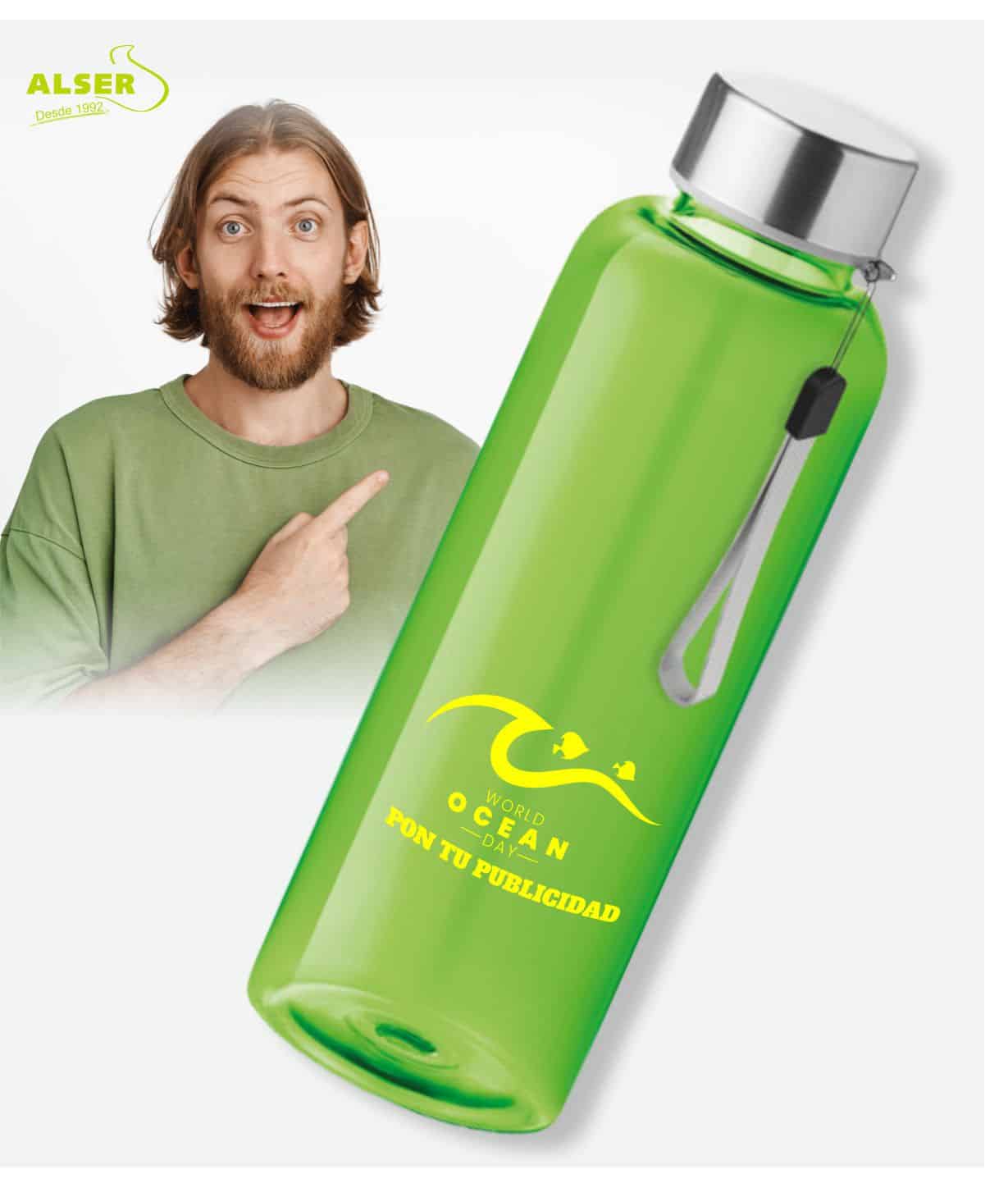 Botella de plastico verde