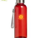 Botella transparente personalizable para regalo de empresa roja