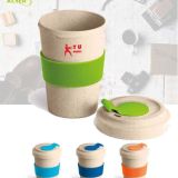 Vaso de viaje en fibra de bambú para promoción de empresa. Colores