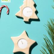 Portavelas de madera navideño Forma de estrella y pino