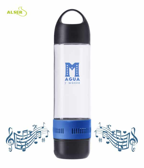 Botella de agua con Altavoz bluetooth. Azul
