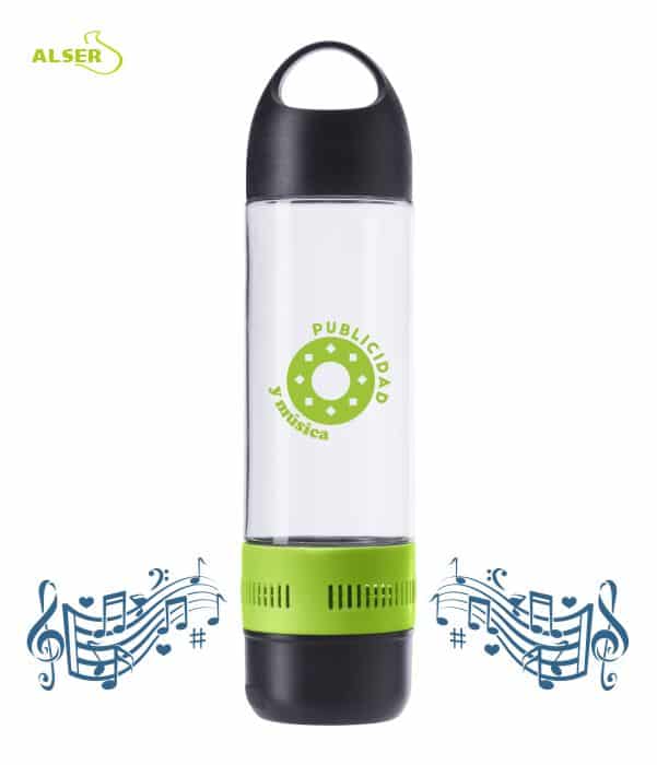 Botella de agua con Altavoz bluetooth. Verde