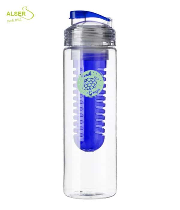 Botella de agua con difusor de fruta. Color Azul