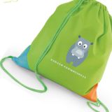Mochila saco infantil para publicidad. Dos colores, verde