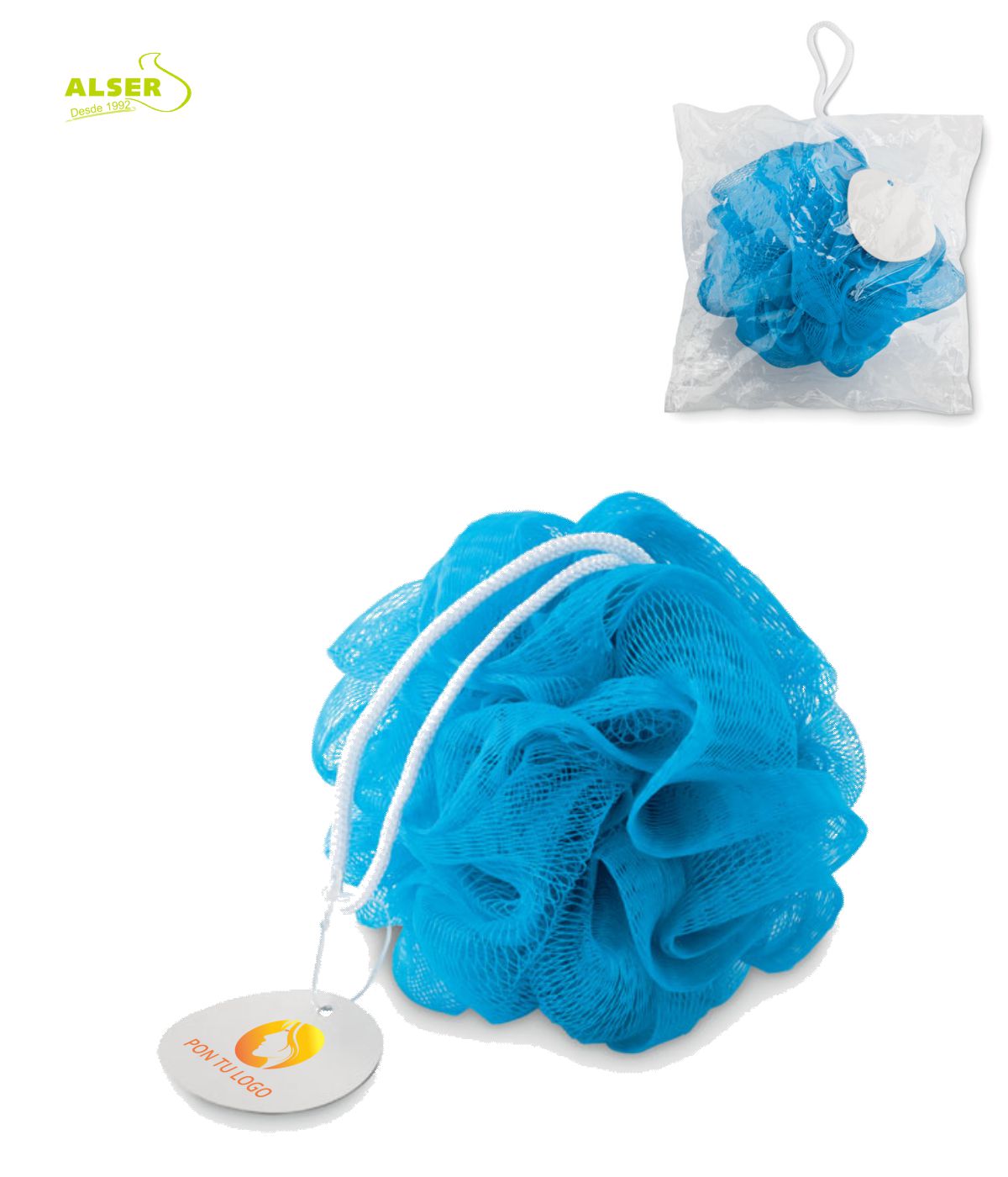 Esponja ducha personalizada para promociones de empresa Azul