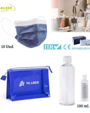 Kit corporativo mascarillas y gel hidroalcoholico