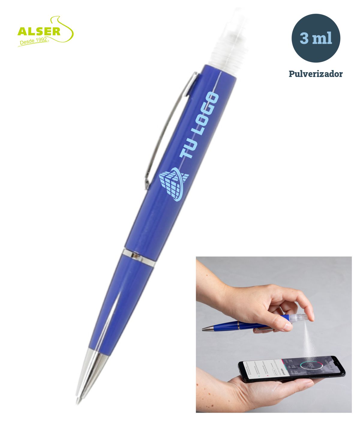 Bolígrafo spray en azul