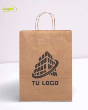 Bolsa de papel kraft con logo pequeña