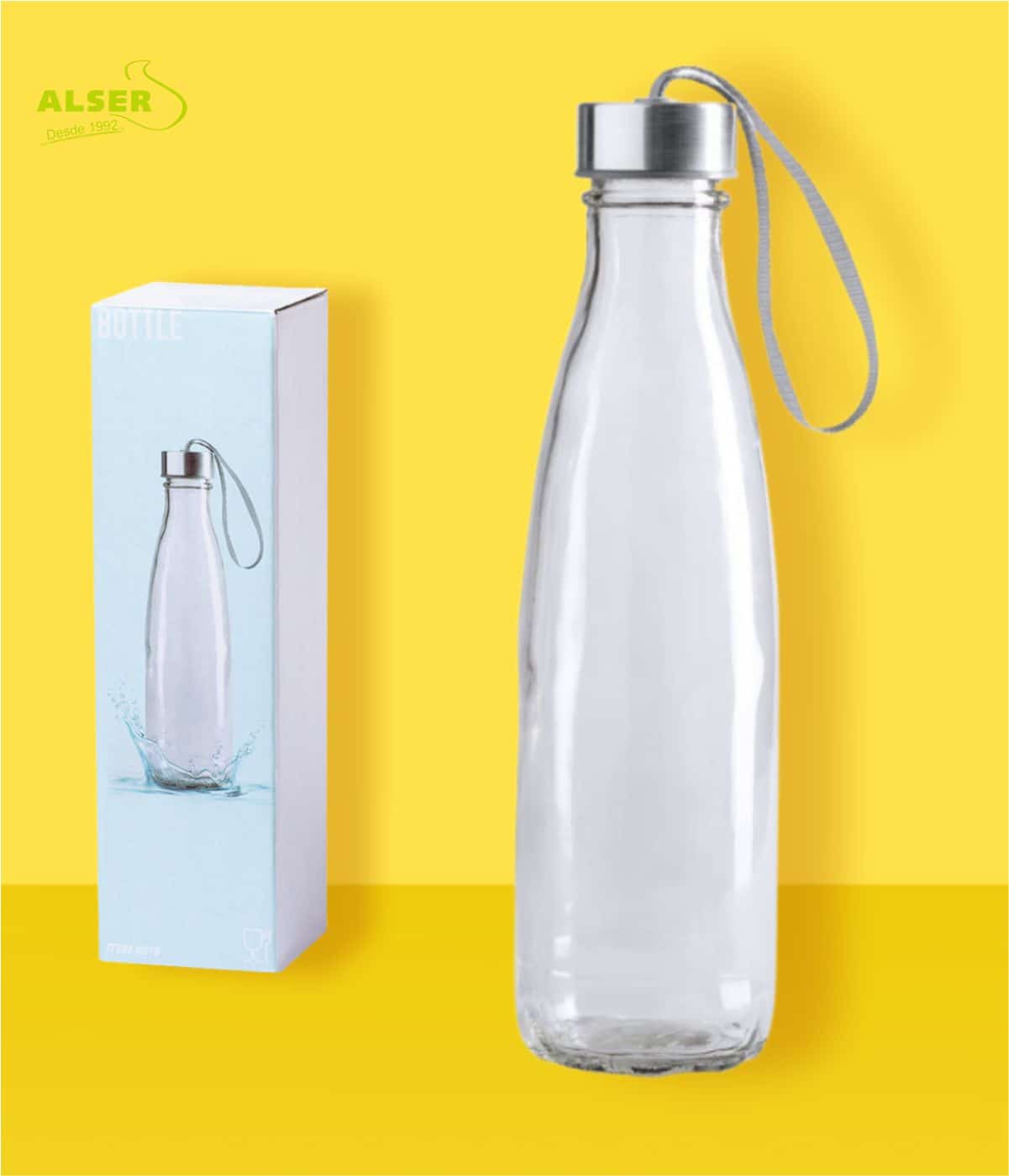 Botella de cristal para agua