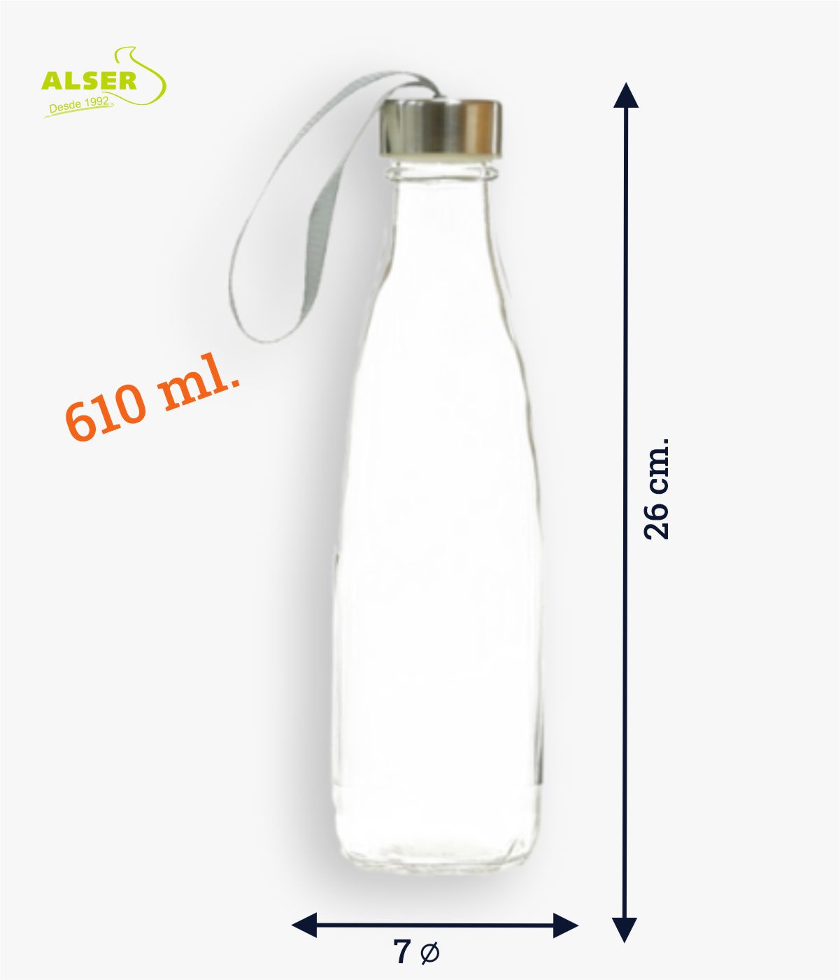 Medidas Botella de cristal de agua