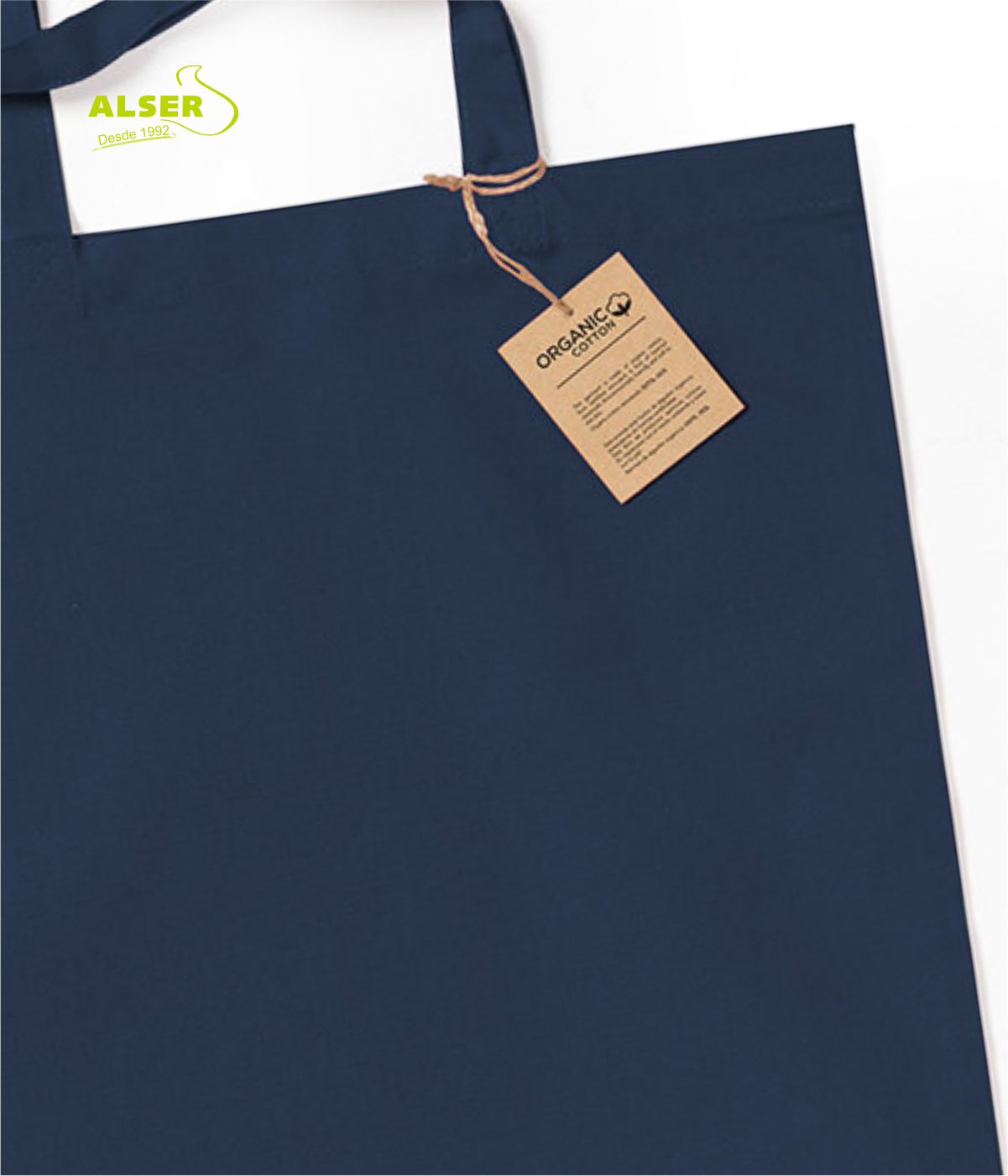 Bolsa algodon organico detalle etiqueta