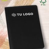 Cuaderno hojas blancas negro con logo