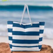 Bolsa playa rayas azul oscuro