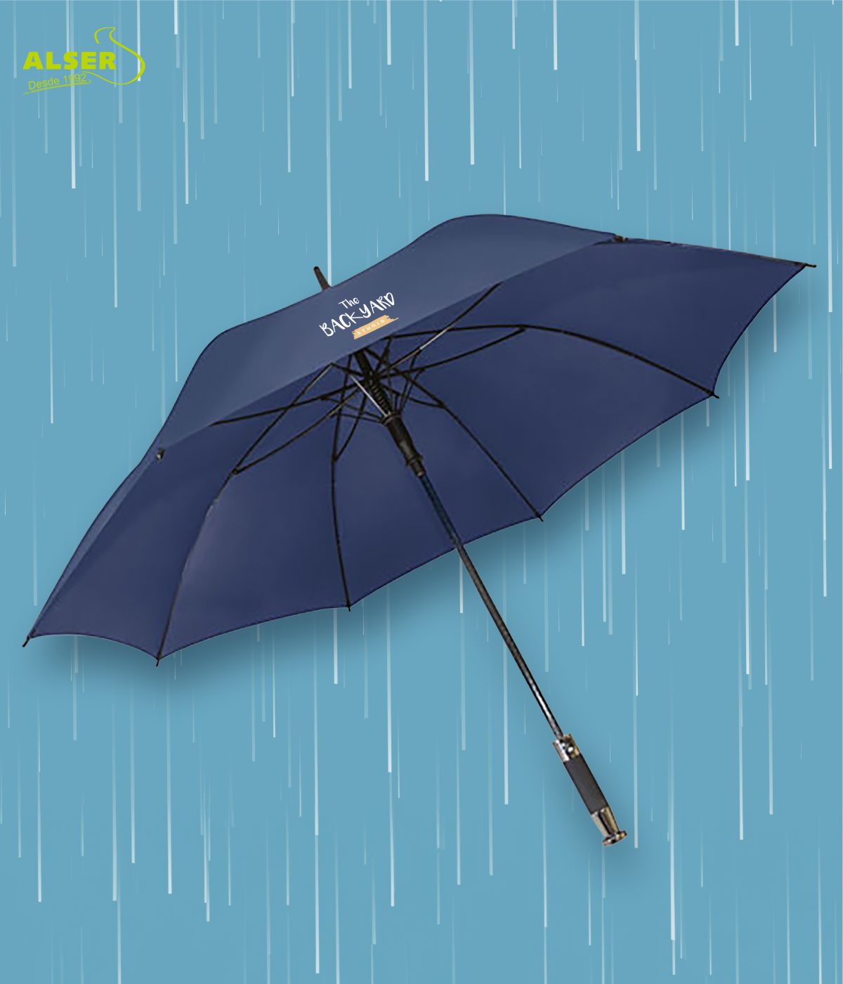 Paraguas bandolera personalizado azul