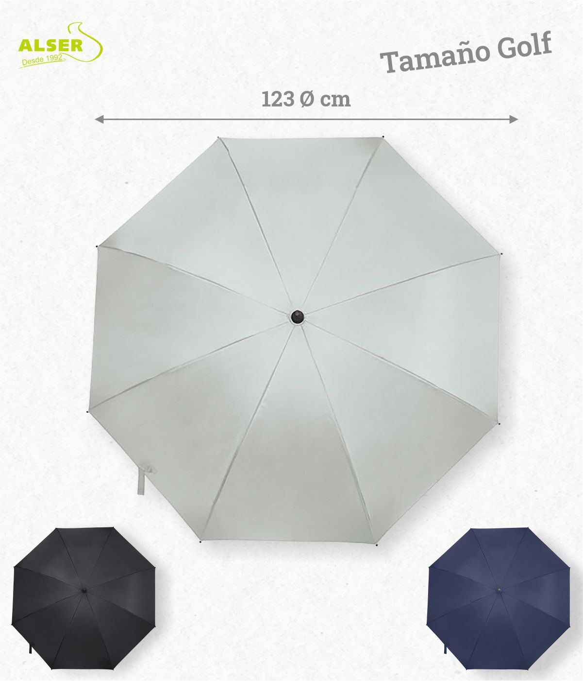 Paraguas bandolera promocional abierto