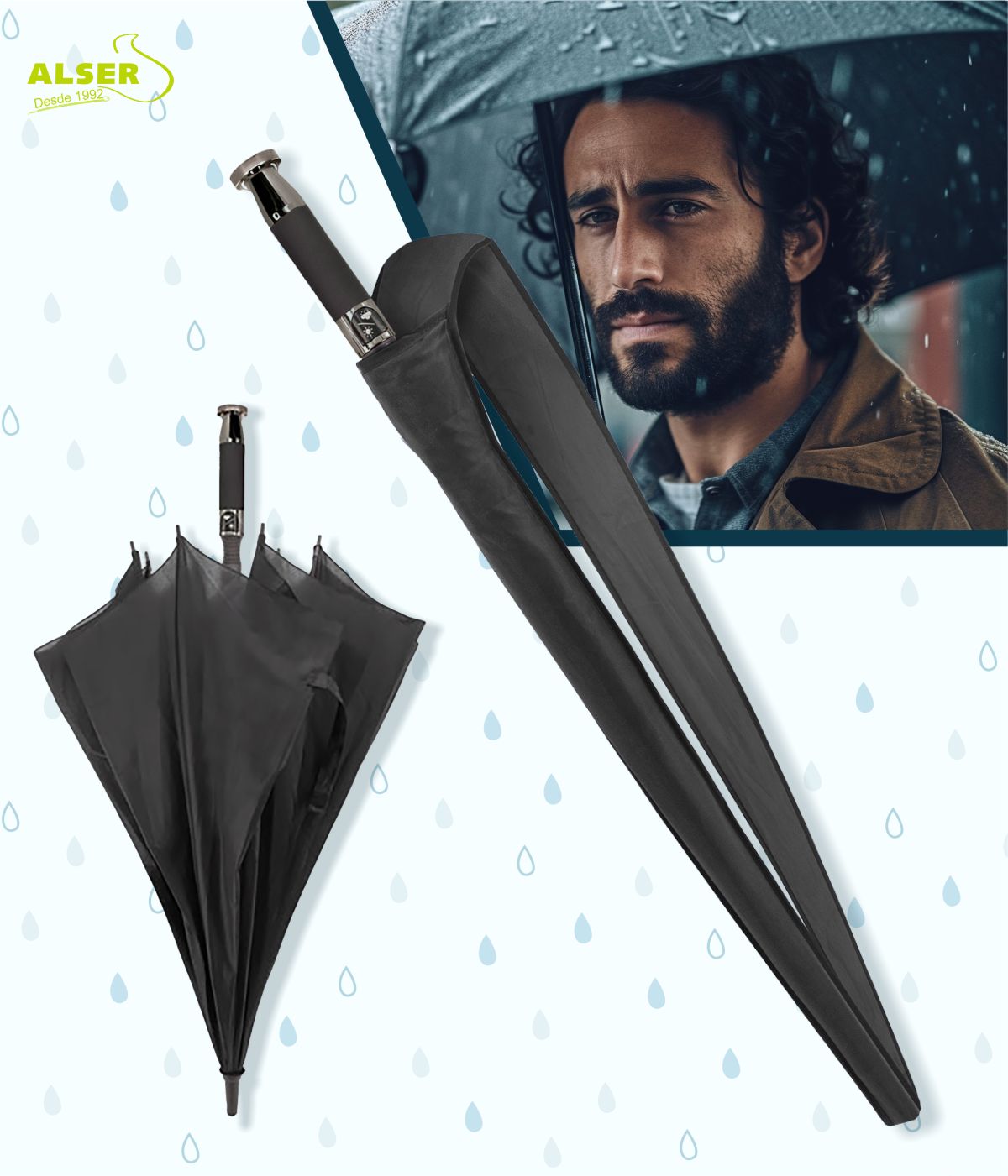 Paraguas bandolera publicitario negro