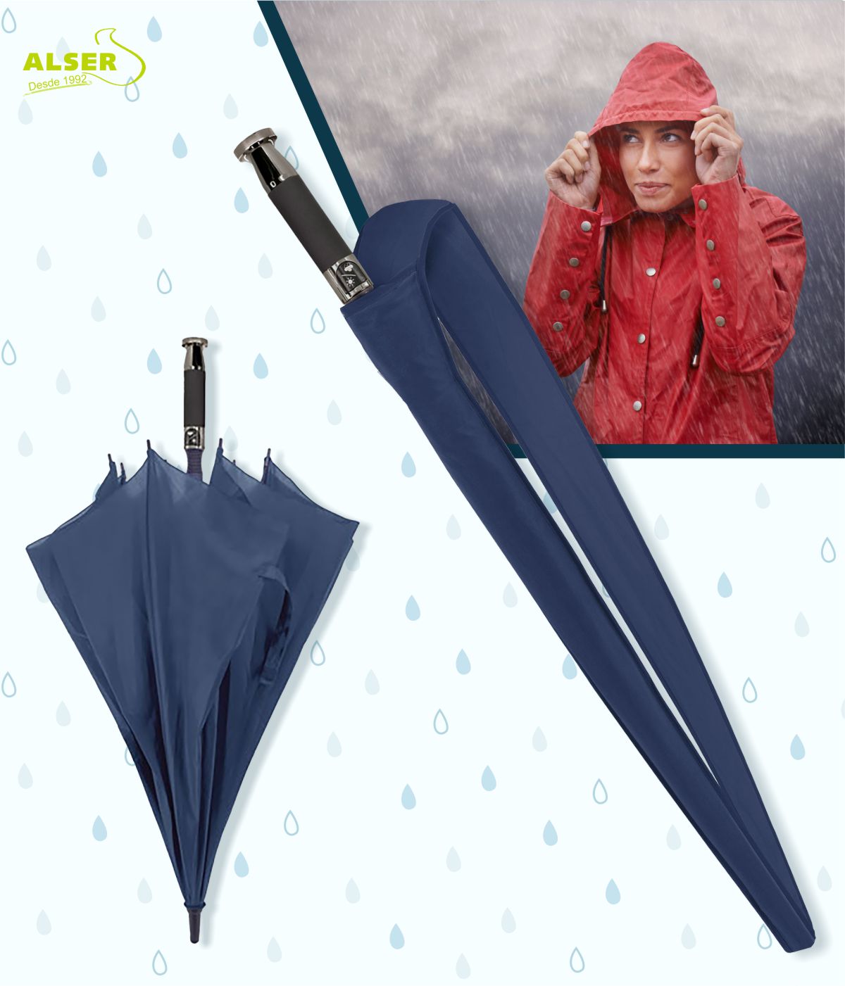 Paraguas bandolera publicitarios azul