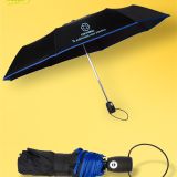 Paraguas plegable antiviento negro azul abierto