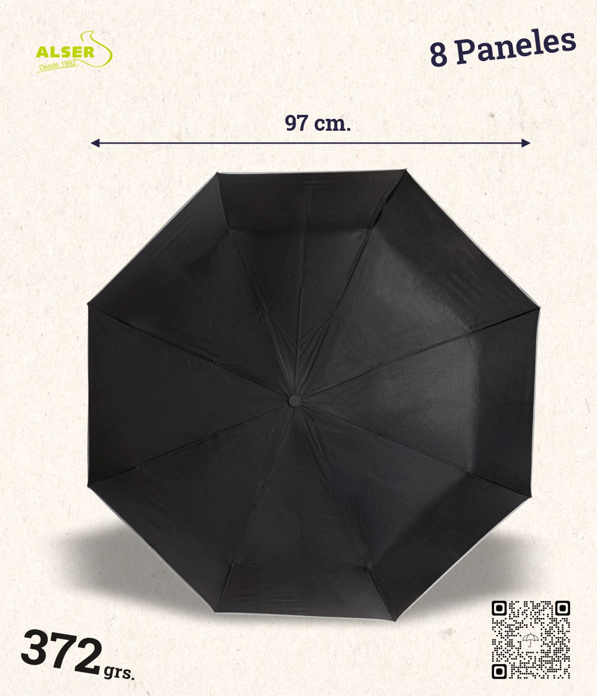 Paraguas plegable antiviento tamaño
