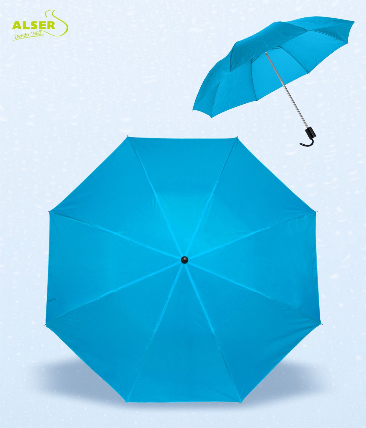 Paraguas plegable ligero azul claro