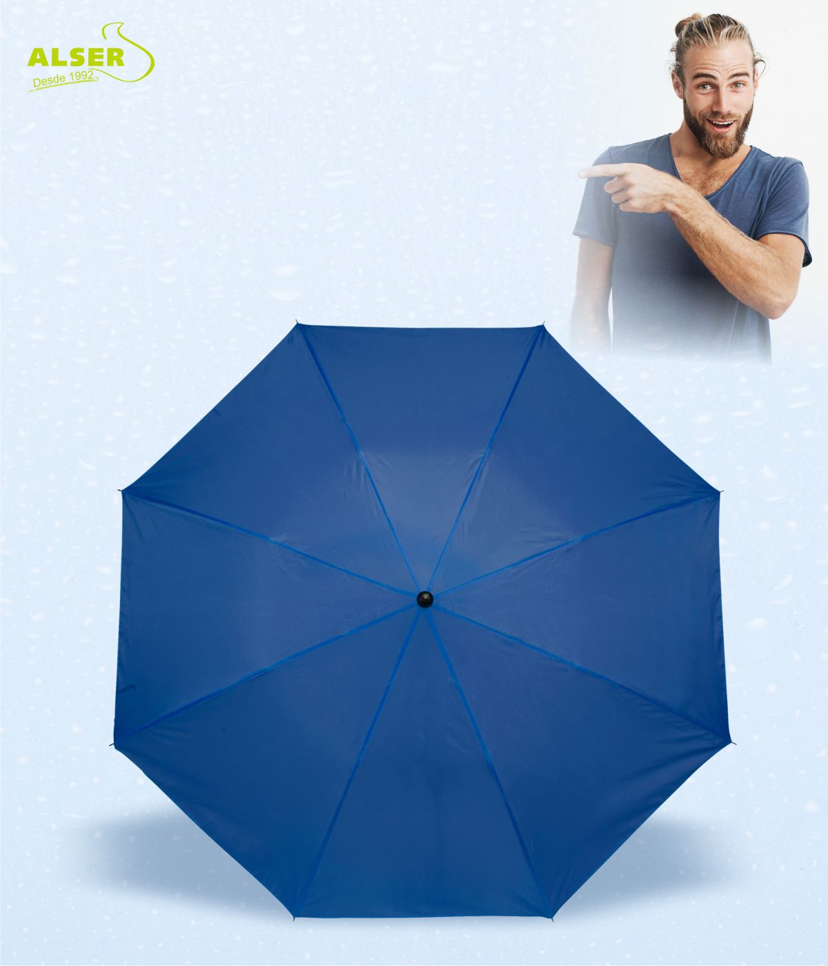 Paraguas plegable ligero azul