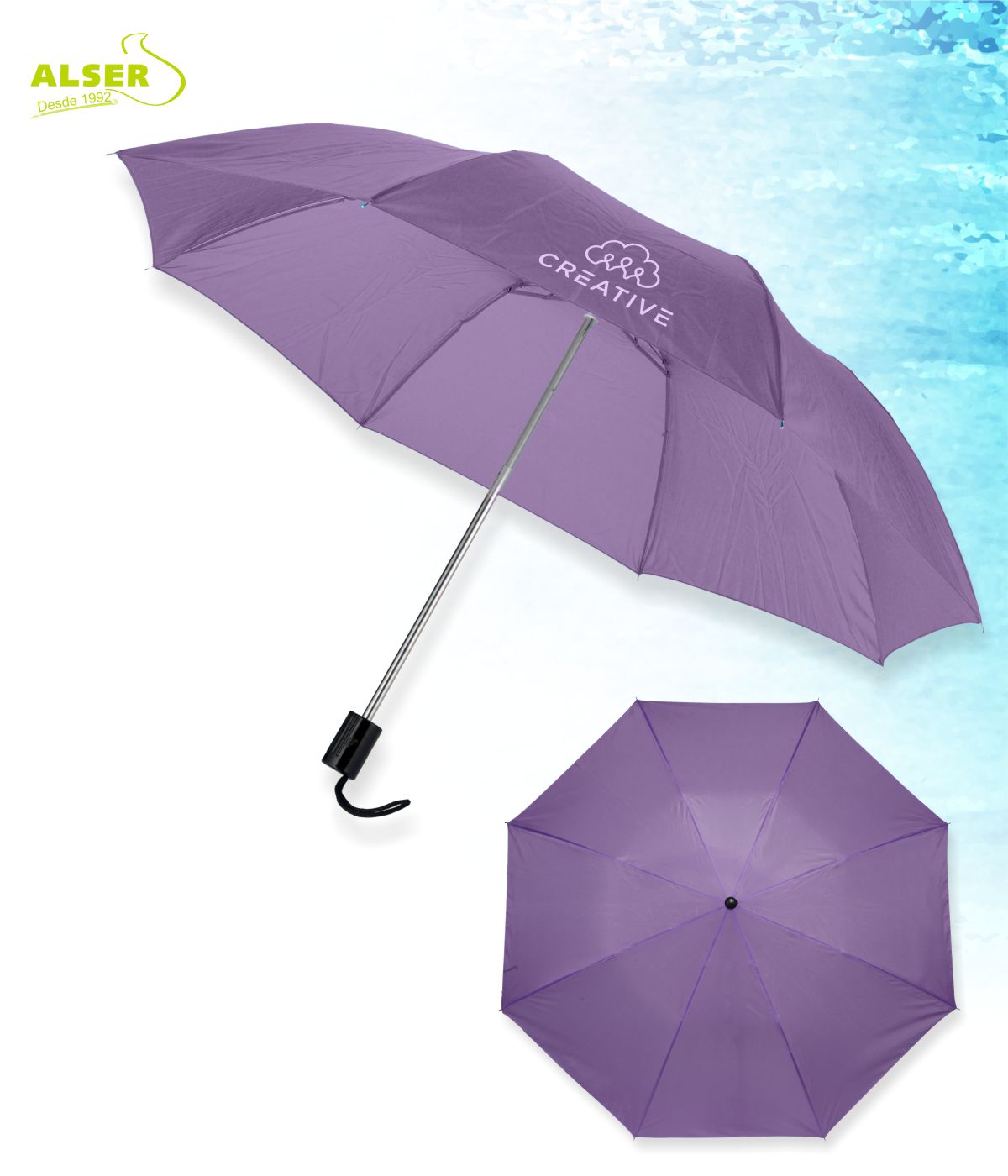 Paraguas plegable ligero morado para promociones