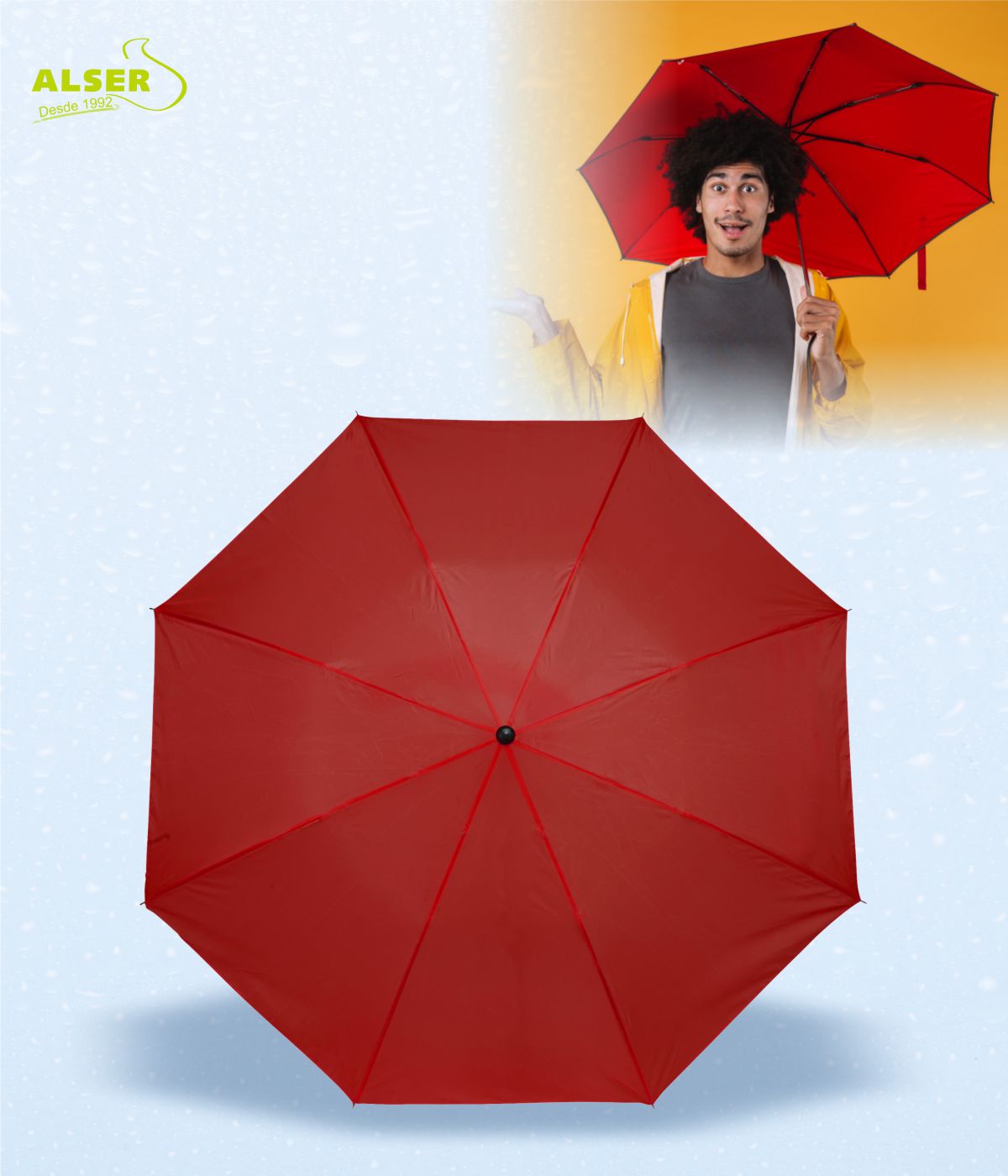 Paraguas plegable ligero Rojo