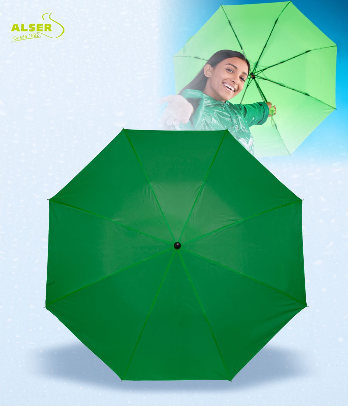 Paraguas plegable ligero Verde