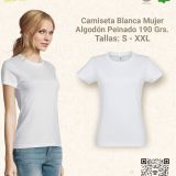 camiseta blanca algodón mujer Tallas