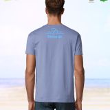 Camiseta Hombre Manga Corta Azul estampado espalda