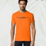 Camiseta Hombre Manga Corta Naranja impresion pecho