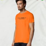 Camiseta Hombre Manga Corta Naranja lateral impresión pecho