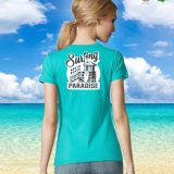 Camiseta Mujer Manga Corta Azul Caribeño personalizable espalda