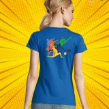 Camiseta Mujer Manga Corta Azul Royal espalda para publicidad