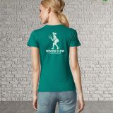 Camiseta Mujer Manga Corta Esmeralda espalda Publicitaria