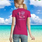 Camiseta Mujer Manga Corta Fucsia de espalda para eventos