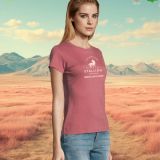 Camiseta Mujer Manga Corta Rosa Antiguo Lateral Marcaje Pecho