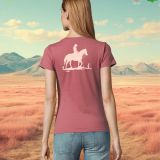 Camiseta Mujer Manga Corta Rosa Antiguo Marcaje Espalda