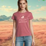 Camiseta Mujer Manga Corta Rosa Antiguo Marcaje Pecho